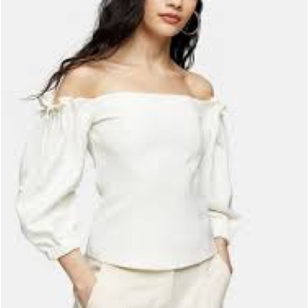 Topshop cream off-the-shoulder blouse
